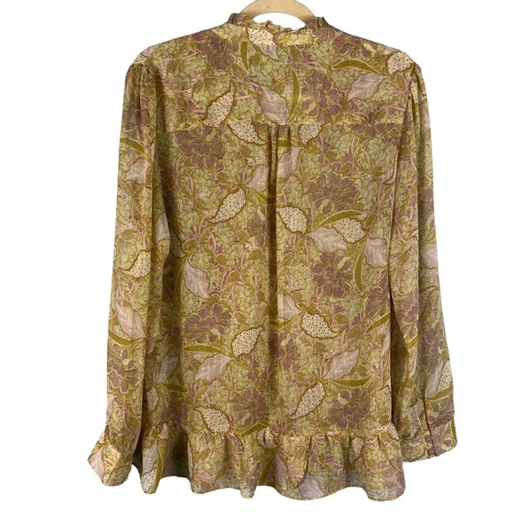 LOGO Lori Goldstein Chiffon Long Sleeve Blouse Sheer Floral Print Size Medium - Picture 6 of 10